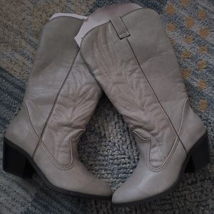 Mid Knee Western Stone PU Boots
